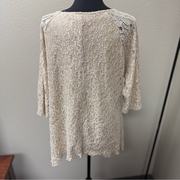 Brittany Black Elegant Cream Lace 3/4 Sleeve Women's Top. Size XL - Picture 4 of 8
